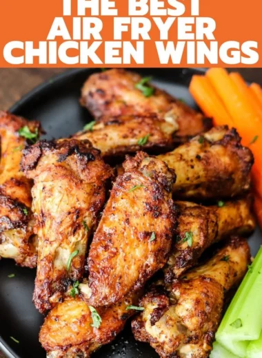 Crispy air fryer chicken wings served with dipping sauce