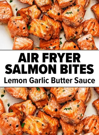 Crispy air fryer salmon bites served on a plate with dipping sauce