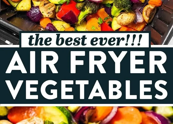 Colorful bowl of air fryer vegetables, showcasing crispy and healthy side dishes.