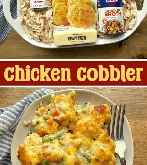 Delicious homemade chicken casserole baked with cheese and vegetables