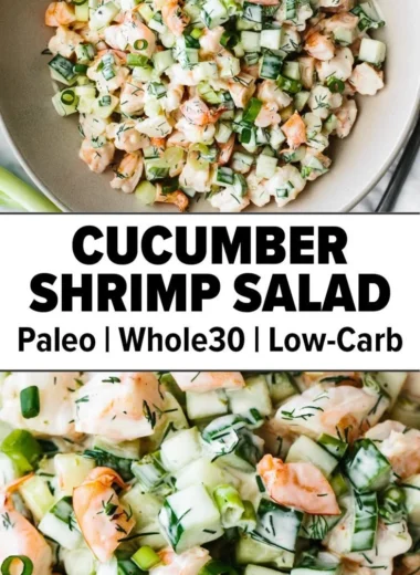 Healthy cucumber shrimp salad with fresh ingredients and flavorful dressing