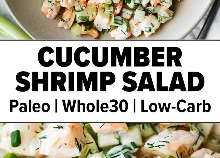 Healthy cucumber shrimp salad with fresh ingredients and flavorful dressing