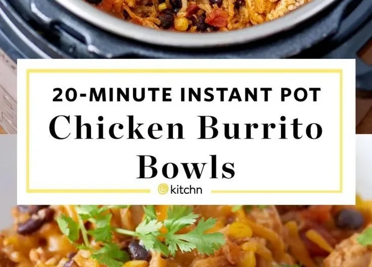 Instant Pot chicken burrito bowls prepared with vibrant ingredients