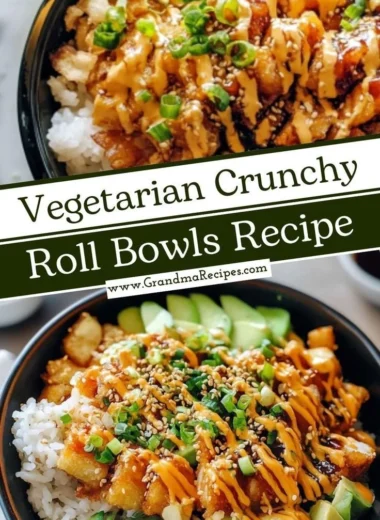 Colorful Vegetarian Crunchy Roll Bowls filled with fresh vegetables and toppings