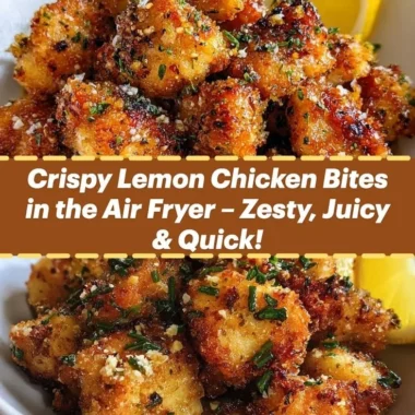 Crispy air fryer lemon chicken bites served with fresh herbs