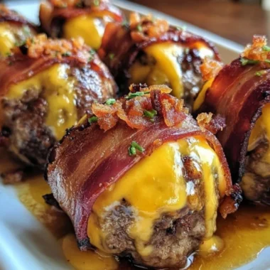 Bacon Cheeseburger Bombs served on a rustic wooden table