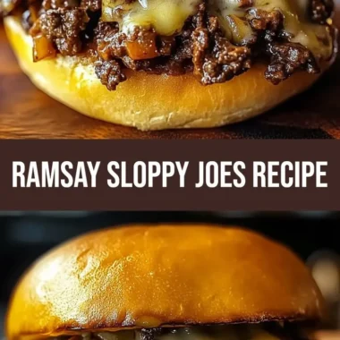 Cheesy Gordon Ramsay Philly cheesesteak Sloppy Joes served on a plate