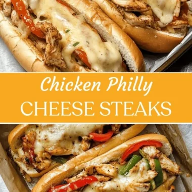 Delicious Chicken Philly Cheese Steaks served on a toasted bun with melted cheese.