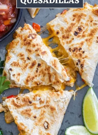 Delicious Chicken Quesadillas with melted cheese and grilled chicken