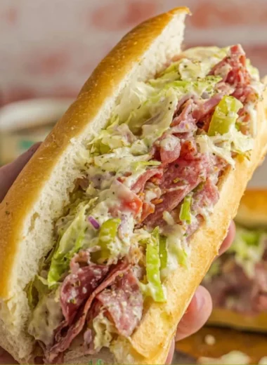 Chopped Italian sandwich with fresh ingredients and flavors
