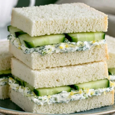Freshly made cucumber sandwich with cream cheese on whole grain bread