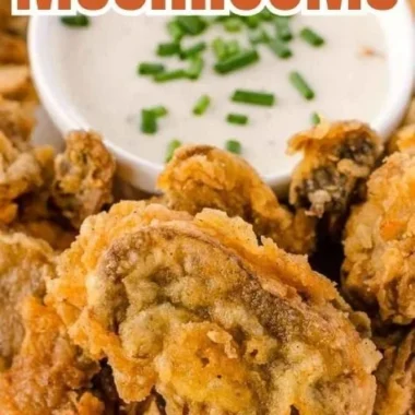 Bowl of crispy fried mushrooms served as a delicious appetizer