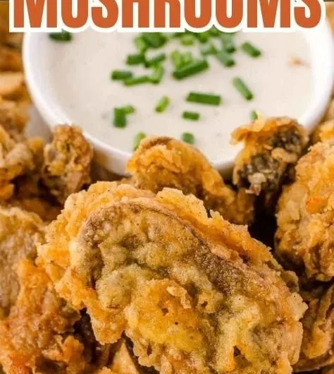 Bowl of crispy fried mushrooms served as a delicious appetizer