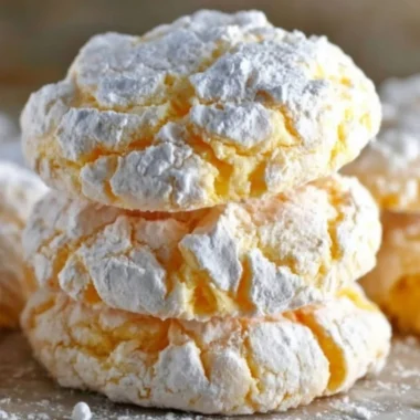 Freshly baked Lemon Cool Whip Cookies on a plate.
