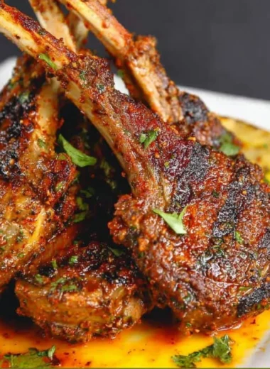 Oven-baked lamb chops seasoned and ready to serve for a gourmet meal.
