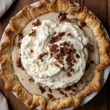 Delicious homemade Pecan Cream Pie with creamy filling and pecan topping
