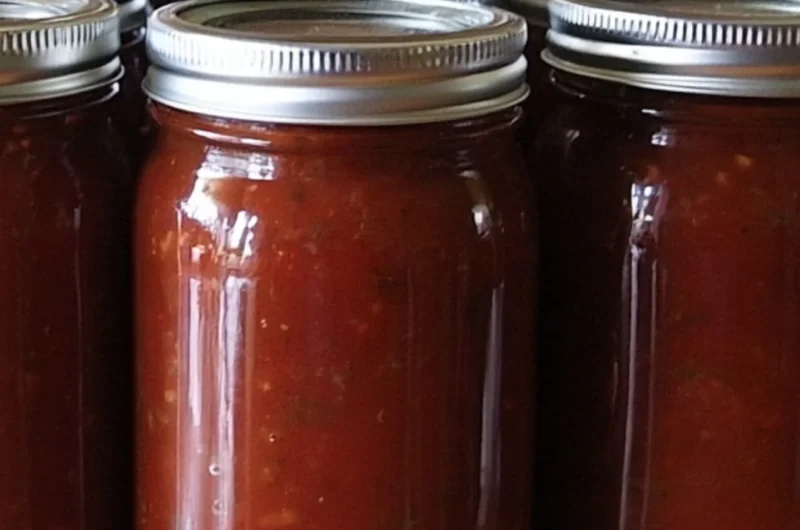 Cozy homemade spaghetti sauce simmering in a pot, ready for pasta.