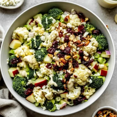 Fresh Apple Broccoli Cauliflower Salad with vibrant colors and healthy ingredients