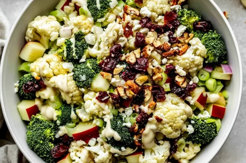 Fresh Apple Broccoli Cauliflower Salad with vibrant colors and healthy ingredients