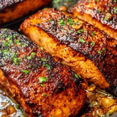 Delicious Cajun Honey Butter Salmon garnished with herbs and served on a plate