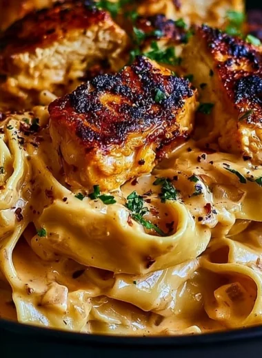 Creamy Cowboy Butter Chicken Pasta served in a bowl with fresh herbs.