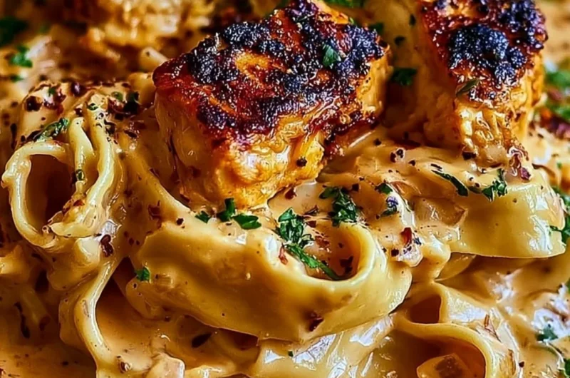 Creamy Cowboy Butter Chicken Pasta served in a bowl with fresh herbs.