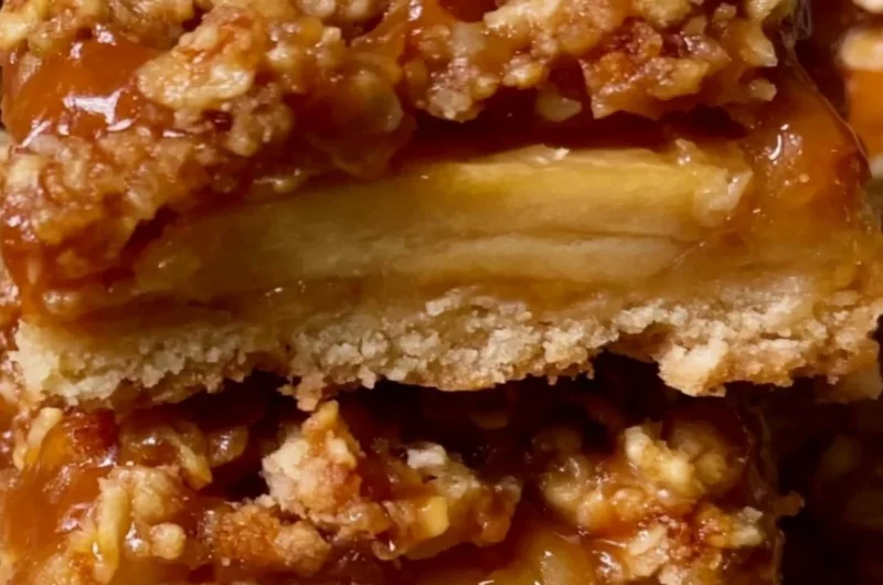 Delicious cozy apple pie bars with a golden crust and apple filling