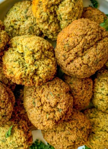 Delicious homemade falafel served on a plate with fresh vegetables