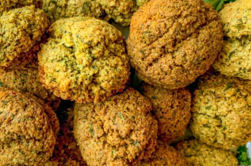Delicious homemade falafel served on a plate with fresh vegetables
