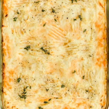 Deliciously comforting Shepherd's Pie topped with creamy mashed potatoes