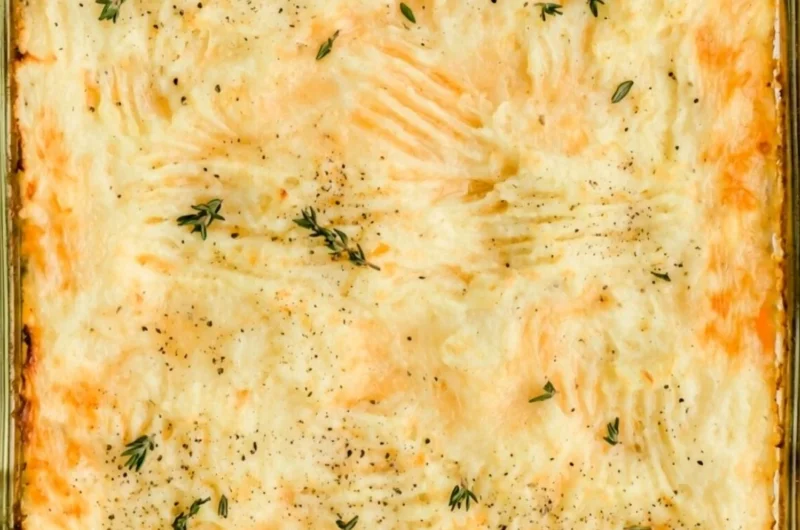 Deliciously comforting Shepherd's Pie topped with creamy mashed potatoes