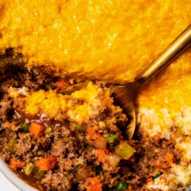Homemade Shepherd's Pie with creamy mashed potatoes and savory filling