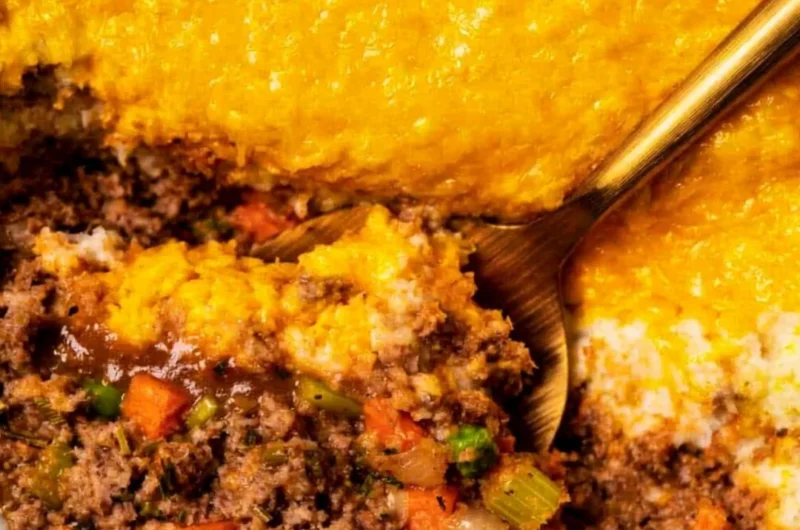 Homemade Shepherd's Pie with creamy mashed potatoes and savory filling