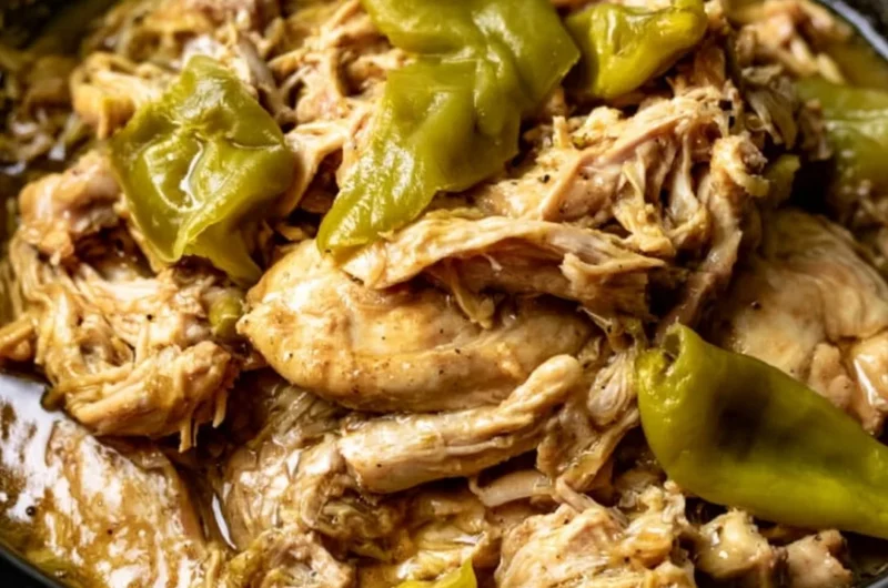 Delicious plate of Mississippi Chicken with rich sauce and spices