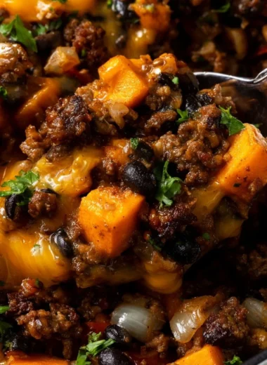 Southwestern ground beef sweet potato skillet, a hearty and nutritious dish