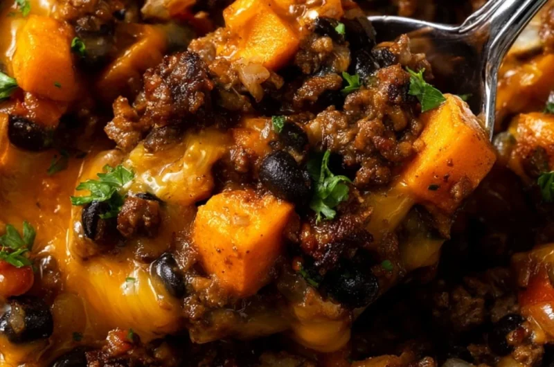 Southwestern ground beef sweet potato skillet, a hearty and nutritious dish