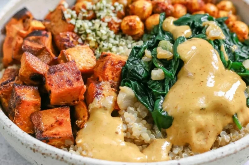 Delicious Sweet Potato Grain Bowls with fresh ingredients and vibrant colors
