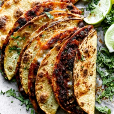 Crispy black bean tacos with smoky filling and cilantro lime sauce