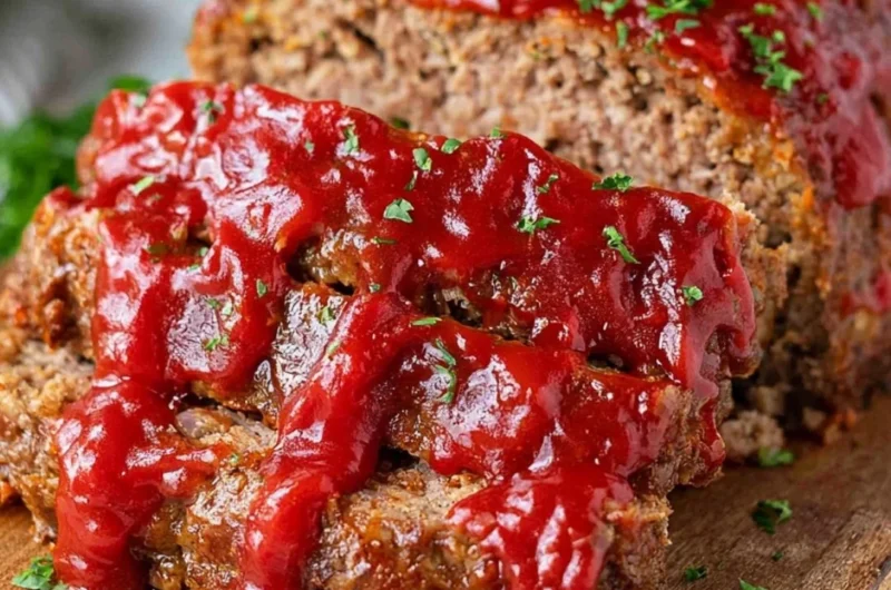 Delicious homemade meatloaf on a plate, ready to serve