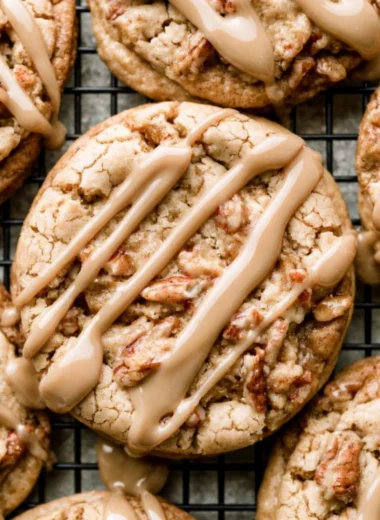 Freshly baked maple brown sugar cookies on a cooling rack