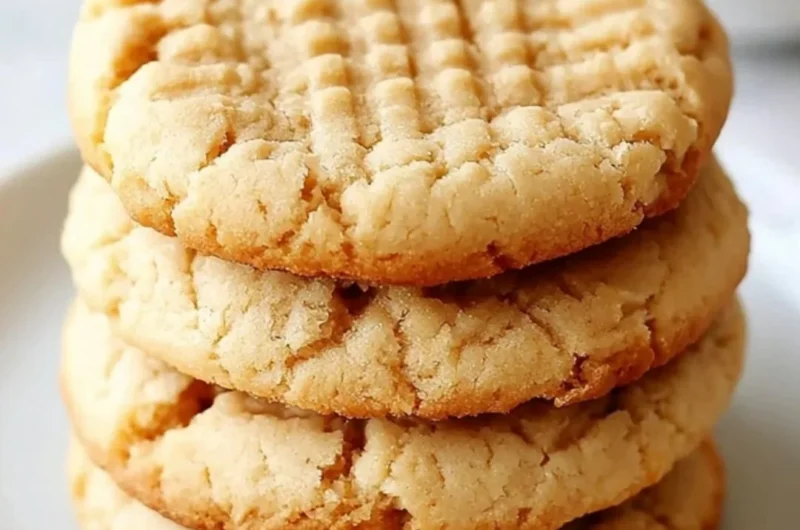 Thick and chewy homemade peanut butter cookies fresh out of the oven