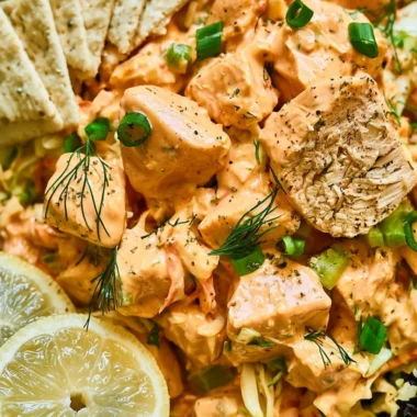 Delicious and spicy cozy Buffalo Chicken Salad served in a bowl