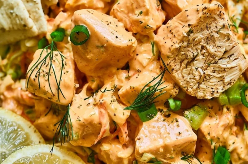 Delicious and spicy cozy Buffalo Chicken Salad served in a bowl