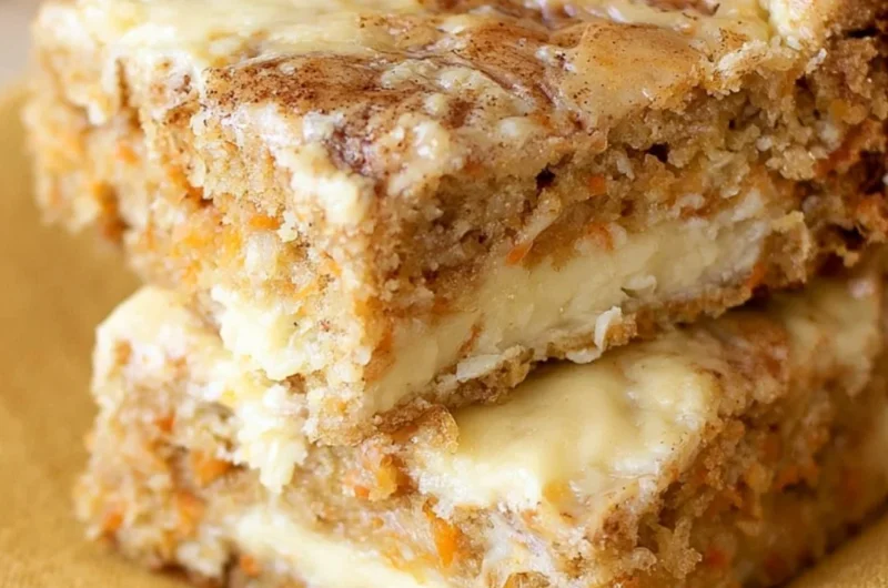 Delicious cozy carrot cake bars topped with cream cheese frosting and nuts