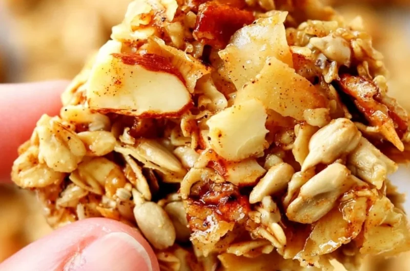 Bowl of crunchy granola with nuts and dried fruits