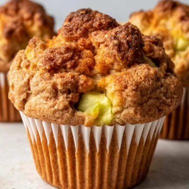 Healthy apple cinnamon muffins recipe with Greek yogurt for fluffy texture