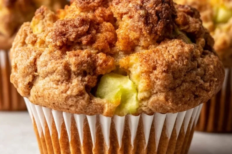 Healthy apple cinnamon muffins recipe with Greek yogurt for fluffy texture