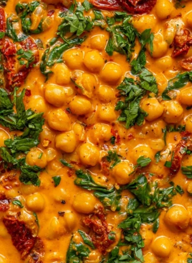 Delicious Marry Me Chickpeas served in a bowl, showcasing vibrant ingredients.